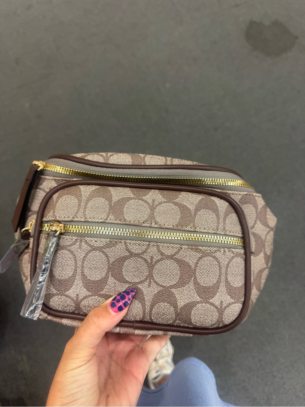 Coach Monogram Crossbody Belt Bag in Brown with Gold Hardware